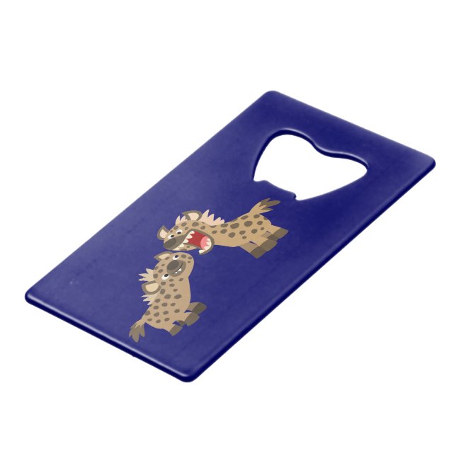 Niedlicher Big Teethed Cartoon Hyenas Flaschenöffn Kreditkarten Flaschenöffner (Vorderseite Schrägansicht)