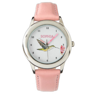 Niedlicher Bird Hummingbird Floral Girls Kinder Armbanduhr