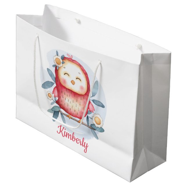 Niedlicher Bird Personalisiert Große Geschenktüte (Vorderseite Schrägansicht)
