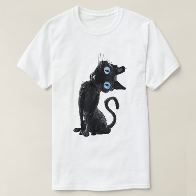 Niedlicher Black Cat Button Eyes Meme Ästhetisches T-Shirt (Design vorne)