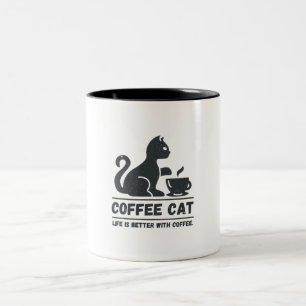 Niedlicher Black Cat-Kaffee Zweifarbige Tasse