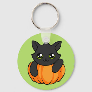 Niedlicher Black Cat Pumpkin Zeichne Halloween-Sch Schlüsselanhänger