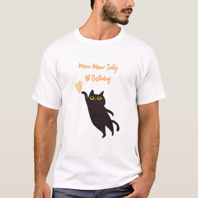 Niedlicher Black Cat T - Shirt (Vorderseite)