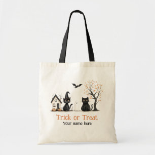 Niedlicher Black Cats Trick oder Individuelle Name Tragetasche