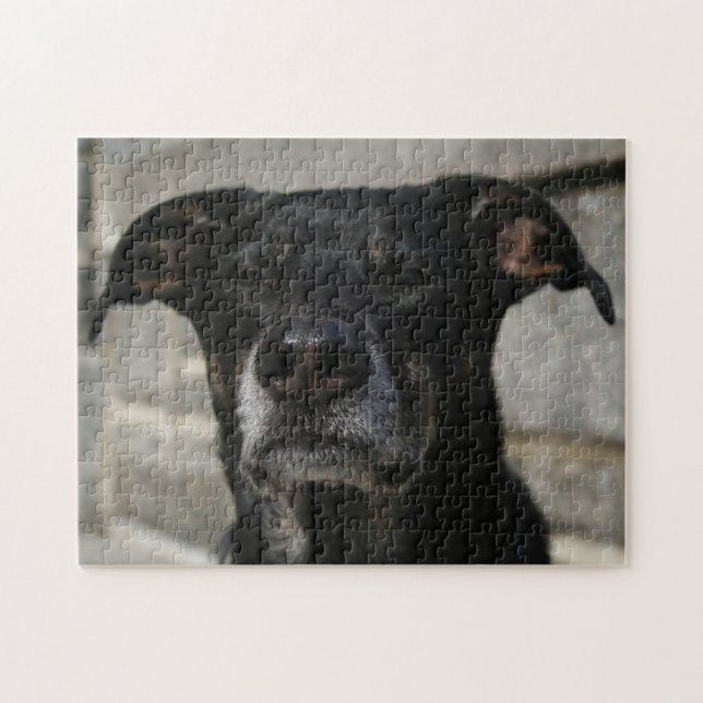 Niedlicher Black Dog Labrador Shepherd Mix Breed H Puzzle (Horizontal)