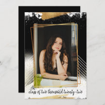 Niedlicher Black & Gold Gerahmter Abschluss Einlad