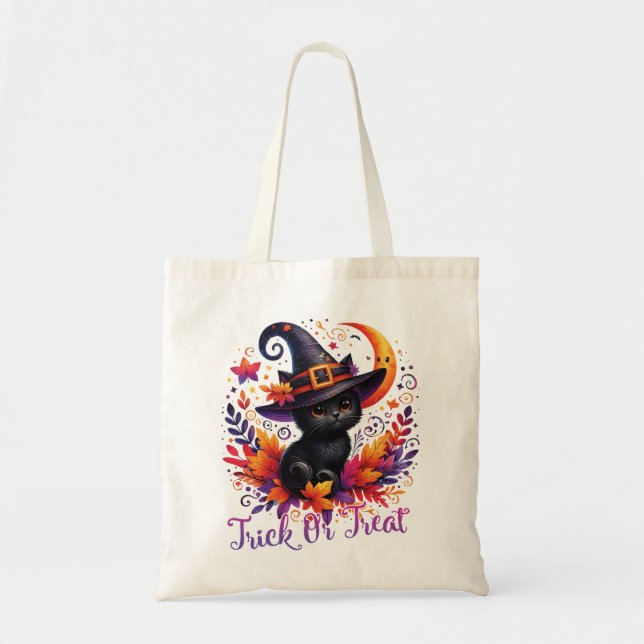 Niedlicher Black Kitten Trick oder Treat Bag Tragetasche (Vorne)