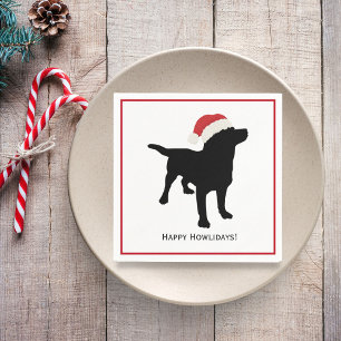 Niedlicher Black Lab Hund mit Weihnachts Weihnacht Serviette