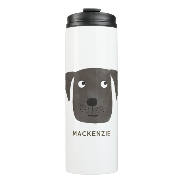 Niedlicher Black Labrador Retriever Hund Art Indiv Thermosbecher (Vorderseite)