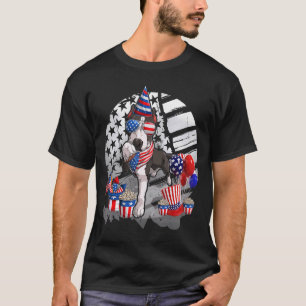 Niedlicher Black Pitbull Hund Sonnenbrille Amerika T-Shirt