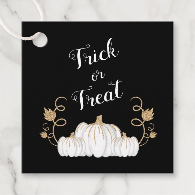 Niedlicher Black Pumpkin Trick oder Treat Hallowee Geschenkanhänger (Vorderseite)