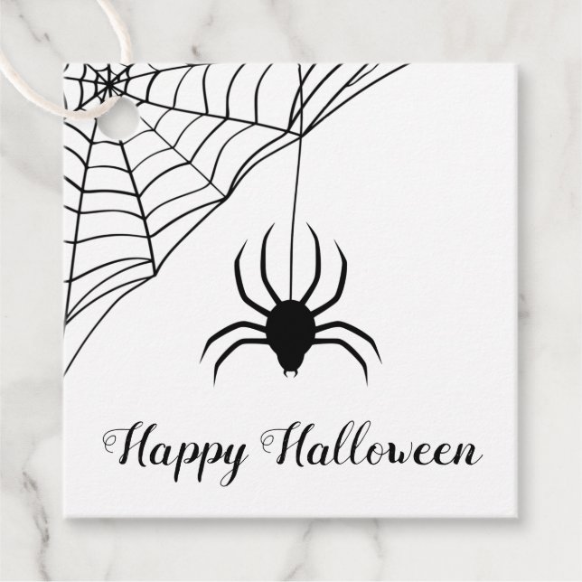 Niedlicher Black Spider Happy Halloween Geschenkanhänger (Vorderseite)