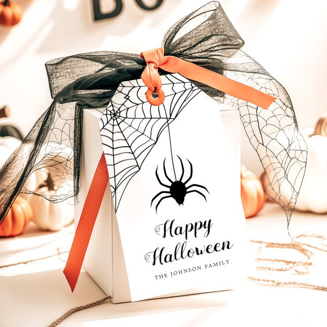 Niedlicher Black Spider Happy Halloween Geschenkanhänger (Cute Black Spider Happy Halloween Gift Tags)
