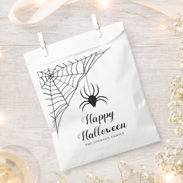 Niedlicher Black Spider Happy Halloween Geschenktütchen (Ausgeschnitten)