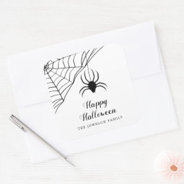 Niedlicher Black Spider Happy Halloween Quadratischer Aufkleber