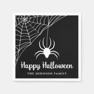 Niedlicher Black Spider Happy Halloween Serviette