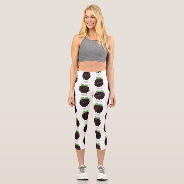 Niedlicher BlackBerry lila Cartoon Capri Leggings (Vorderseite)