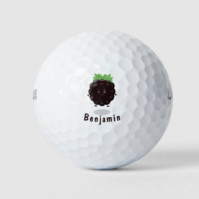 Niedlicher BlackBerry lila Cartoon Golfball (Vorderseite)