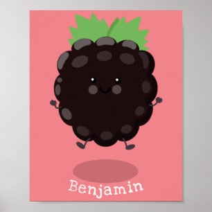 Niedlicher BlackBerry lila Cartoon Poster