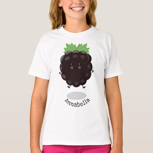 Niedlicher BlackBerry lila Cartoon T-Shirt (Vorderseite)