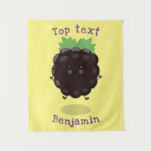 Niedlicher BlackBerry lila Cartoon Wandteppich