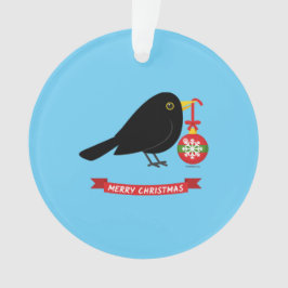 Niedlicher Blackbird mit Weihnachtsball Ornament