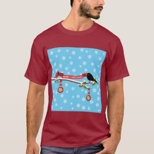 Niedlicher Blackbird und Kardinal auf Zweigniederl T-Shirt