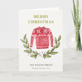 Niedlicher Blattrot Grün Ugly Sweater Weihnachten 