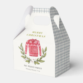 Niedlicher Blattrot Grün Ugly Sweater Weihnachten  Geschenkschachtel