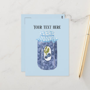 Niedlicher Blaubeermarmelade fügen Text hinzu Postkarte