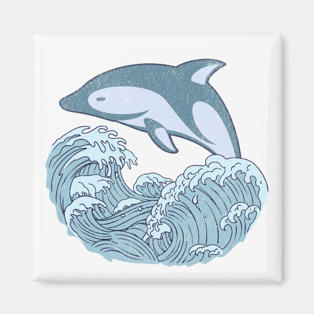 Niedlicher Blaudelphin Magnet (Vorne)