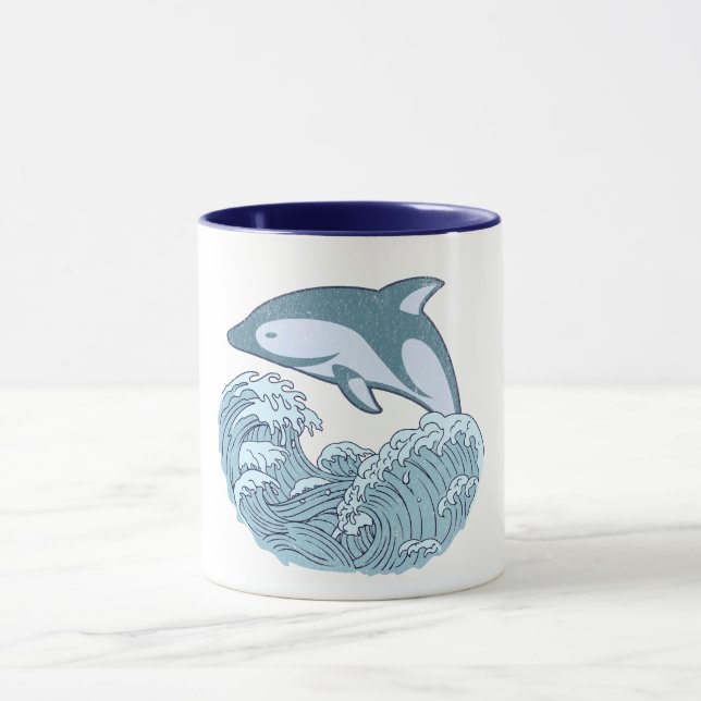 Niedlicher Blaudelphin Tasse (Zentrum)