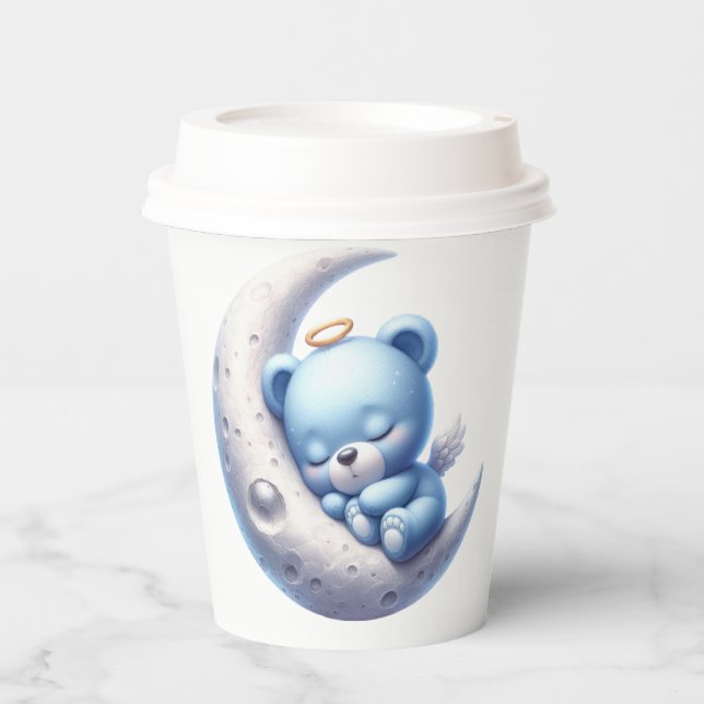 NIEDLICHER BLAUE-BLAUE-BEUND-BÄREN AUF DEM MUND SC PAPPBECHER (Vorderseite)