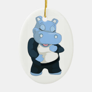 NIEDLICHER BLAUE HIPPO KERAMIK ORNAMENT
