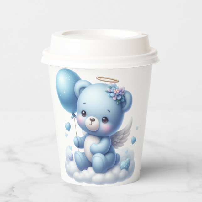 NIEDLICHER BLAUE TEDDY BAR MIT BALLOON PAPPBECHER (Vorderseite)