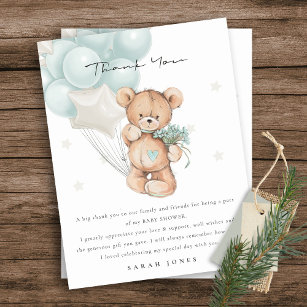 Niedlicher blauer Bär Bearly Wait Balloon Babydusc Postkarte