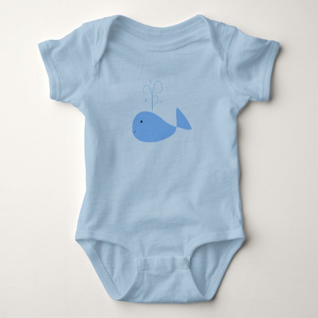 Niedlicher blauer Delphin-Baby-Jersey-Bodysuit Baby Strampler (Vorderseite)