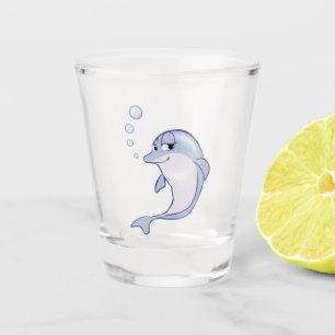 Niedlicher blauer Delphin Schnapsglas