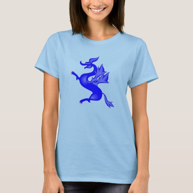 Niedlicher blauer Drache T-Shirt (Vorderseite)
