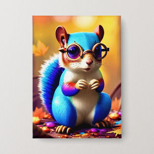 Niedlicher blauer Eichhörnchen mit Brille-56786 Button