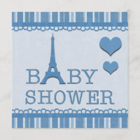 Niedlicher blauer Eiffel-Turm und Herz-Baby-Dusche