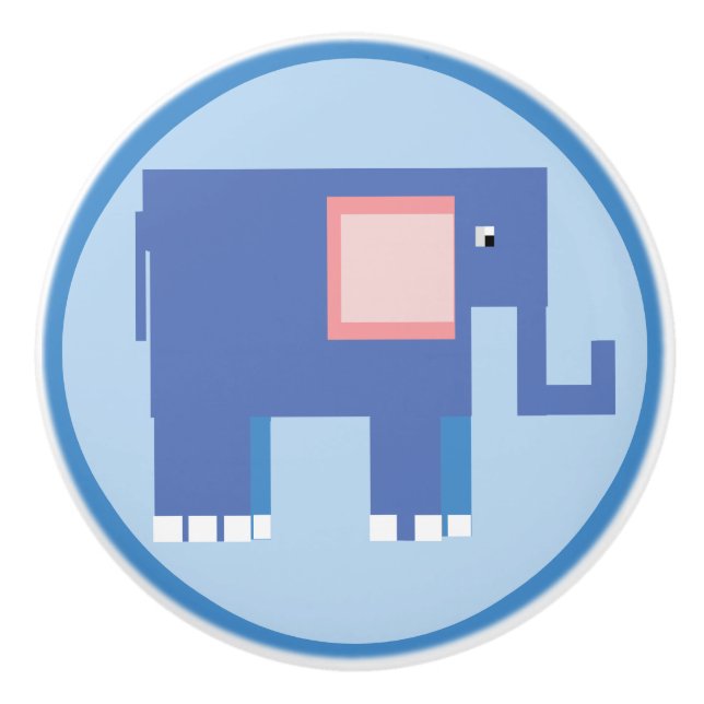 Niedlicher Blauer Elefant Keramikknauf (Vorderseite)