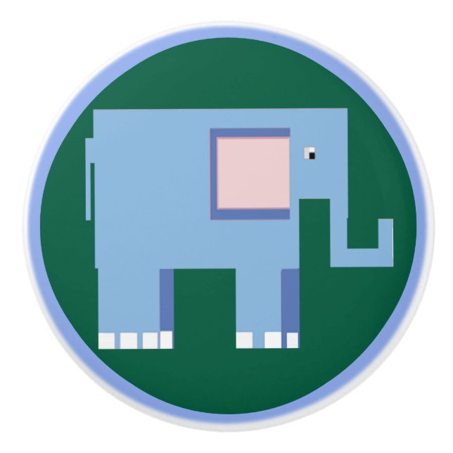 Niedlicher Blauer Elefant Keramikknauf (Vorderseite)