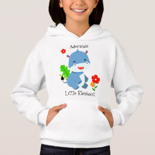 Niedlicher blauer Elefant mit roten Blume Hoodie