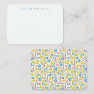 Niedlicher blauer gelber Individuelle Name Geschen Mitteilungskarte