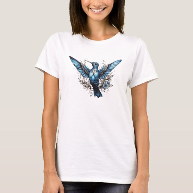 Niedlicher blauer Hummingbird-T - Shirt (Vorderseite)