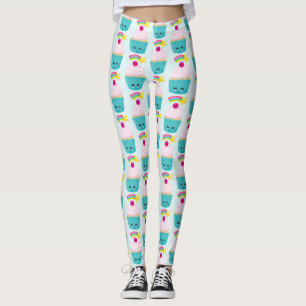 Niedlicher blauer kleiner Kuchen mit Kawaii Leggings