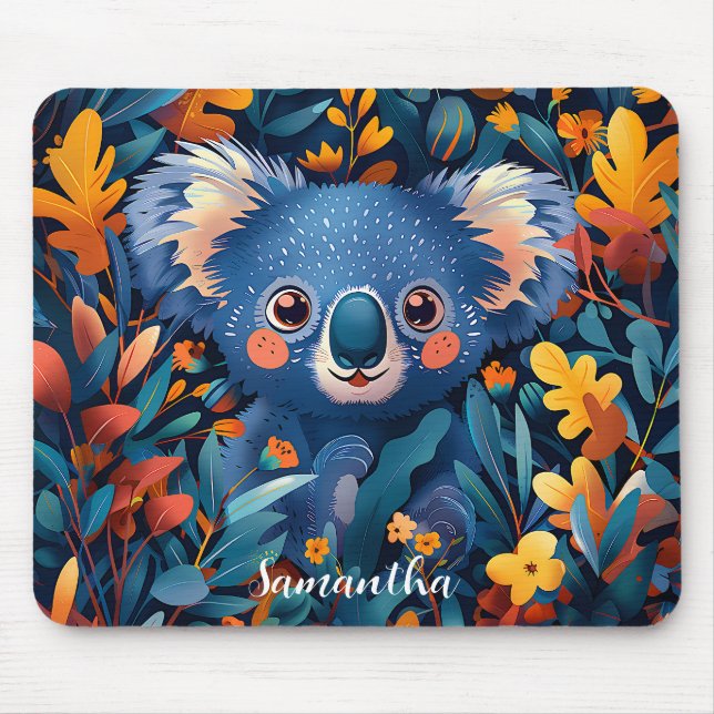 Niedlicher Blauer Koala-Bär Mousepad (Vorne)