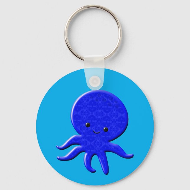 Niedlicher Blauer Kraken Schlüsselanhänger (Vorderseite)