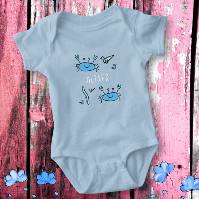 Niedlicher Blauer Krebstier Baby Strampler (Von Creator hochgeladen)